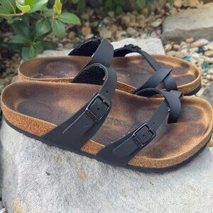 Birkenstock Mayari Black Faux Leather Sandals Women's Size 39 ( 8 - 8.5 )